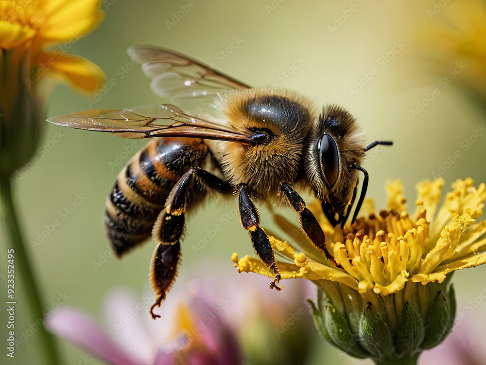 a close-up of a bee covered in pollen