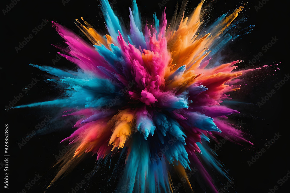 a colourful explosion of powder on a black background a colourful explosion of powder on a black background