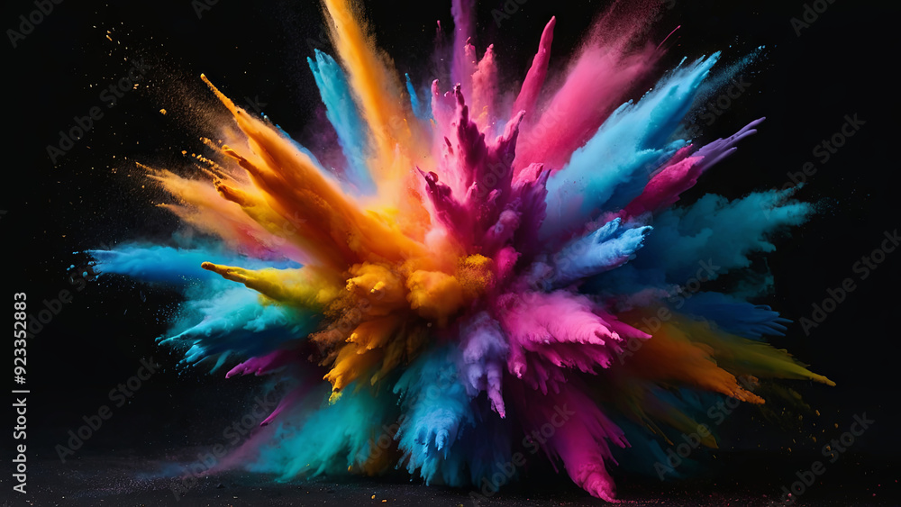 a colourful explosion of powder on a black background a colourful explosion of powder on a black background