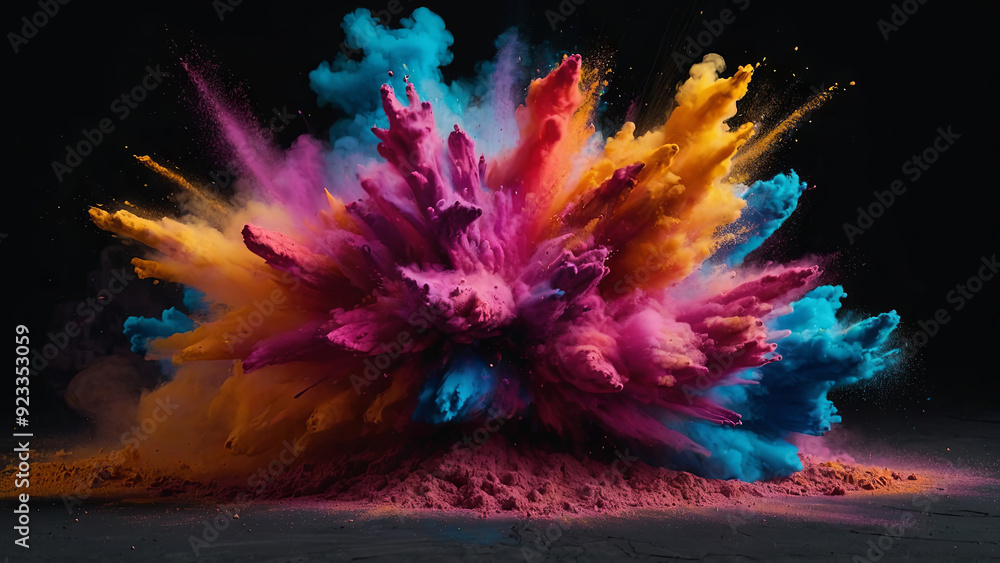 a colourful explosion of powder on a black background a colourful explosion of powder on a black background
