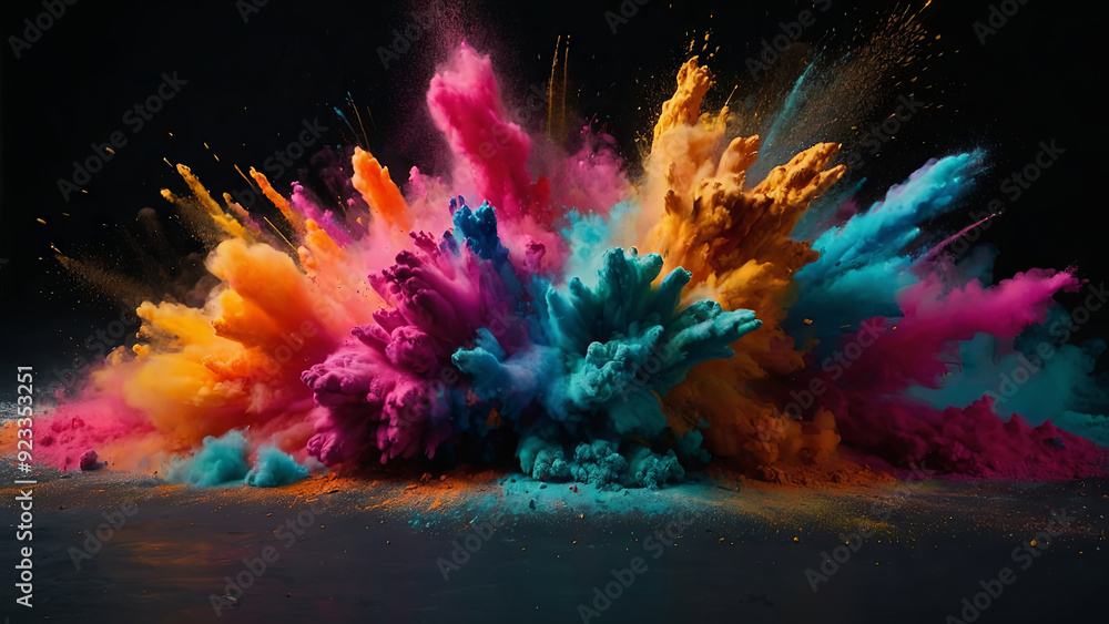 Fototapeta premium a colourful explosion of powder on a black background