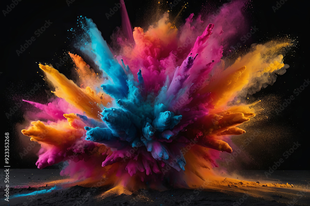 Fototapeta premium a colourful explosion of powder on a black background