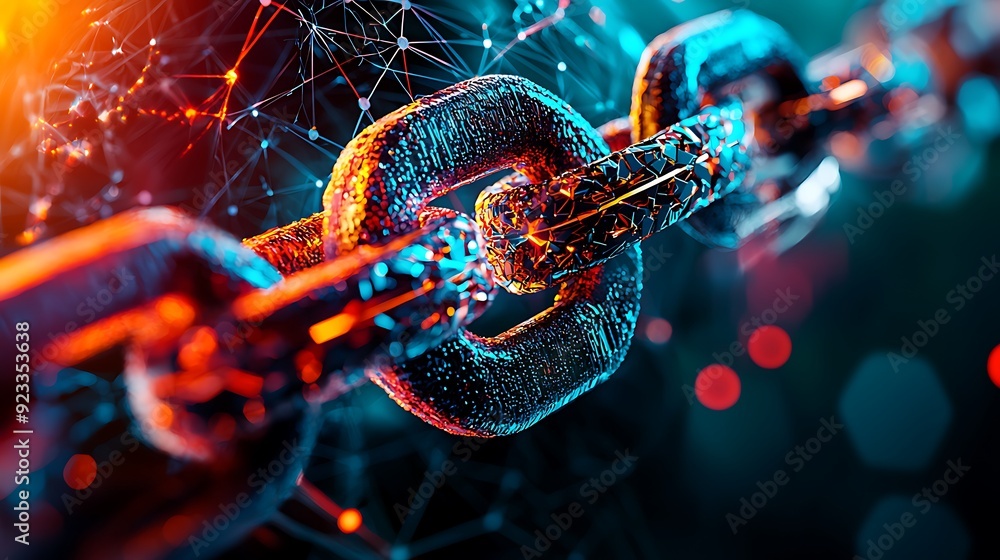 A futuristic graphic of blockchain links connected across a globe, representing the integration of blockchain technology with global internet networks A futuristic graphic of blockchain links connected across a globe, representing the integration of blockchain technology with global internet networks