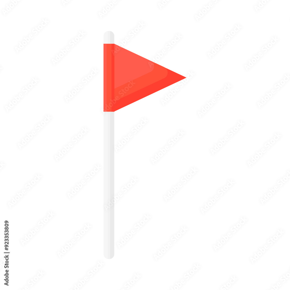 Red flag icon. Red flag in cartoon style on a white background. Hazard statement Red flag icon. Red flag in cartoon style on a white background. Hazard statement