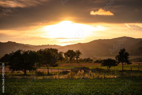 Obraz na płótnie Sonnenuntergang am Donnersberg in Standenbühl, August 2024 w salonie
