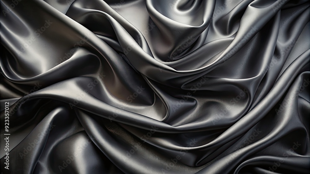 Fototapeta premium Abstract background with rippled black silk fabric, abstract, background, textured, black, silk, fabric, elegant, luxurious