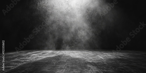Abstract image of Studio dark room concrete floor texture background with lighting effect , ai