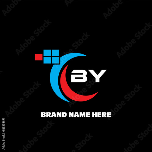 BY letter logo modern logo design on black color background
