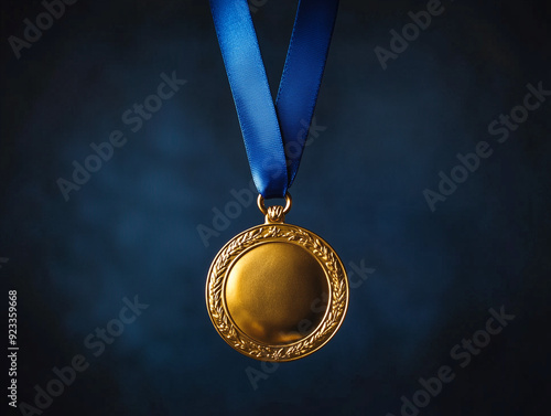 golden medal with ribbon
