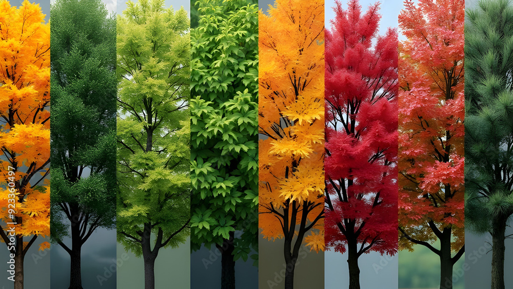 Beautiful Trees in Different Colors and Varieties - Vibrant and Diverse ...