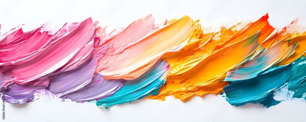 Fototapeta premium Vibrant Multicolor Abstract Brushstrokes Palette Composition