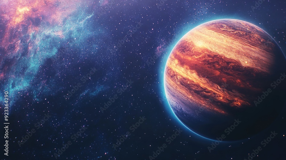 Obraz premium Cosmic Artwork: Planetary Alignment with Jupiter Moon in Space