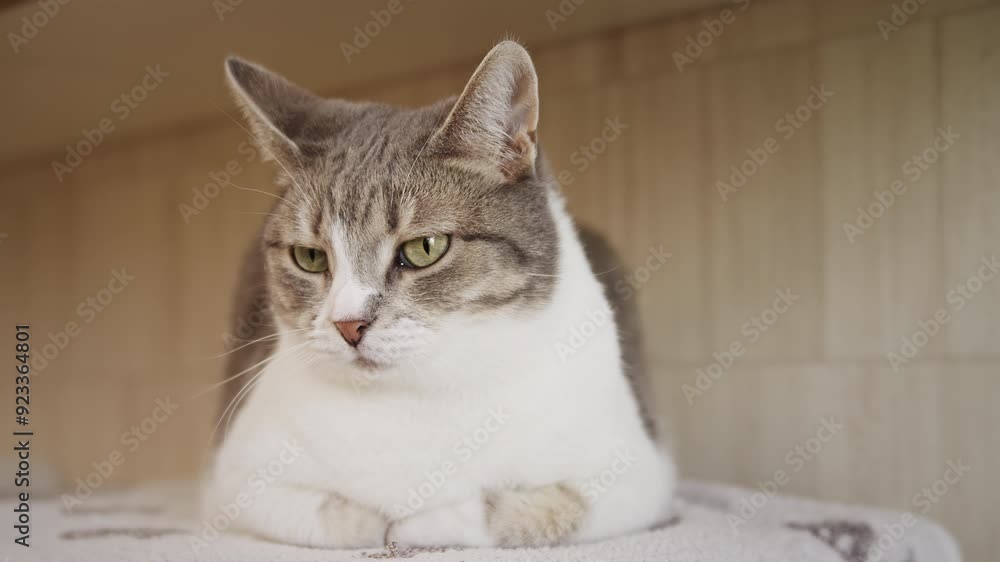Cat Resting Peacefully Indoors Close Up Cat Resting Peacefully Indoors Close Up