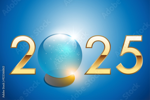 2025 sur le concept de la stratégie visionnaire et de la prise de risque dans l’investissement des entreprises, avec une boule de cristal pour prévoir l’avenir.