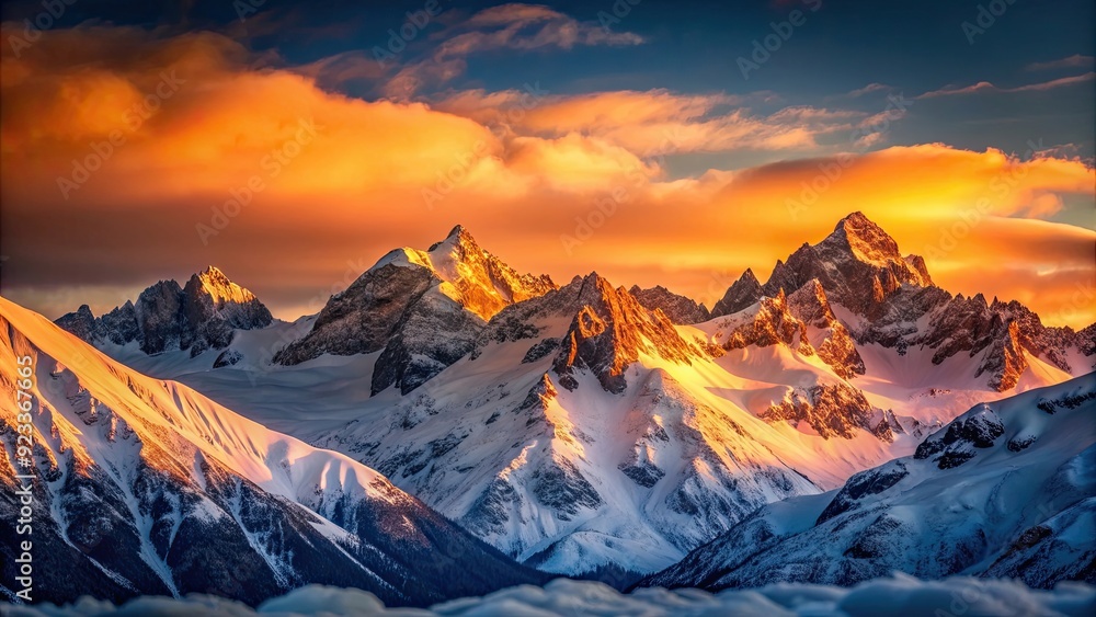 Sunrise casting a warm glow on snow-capped mountains , scenic, dawn, sunlight, landscape, nature, majestic, tranquil, peaceful Sunrise casting a warm glow on snow-capped mountains , scenic, dawn, sunlight, landscape, nature, majestic, tranquil, peaceful