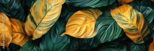 Wallpaper Mural A background of juicy leaves. Green and yellow foliage, abstract background, natural texture. A place for the text. Torontodigital.ca