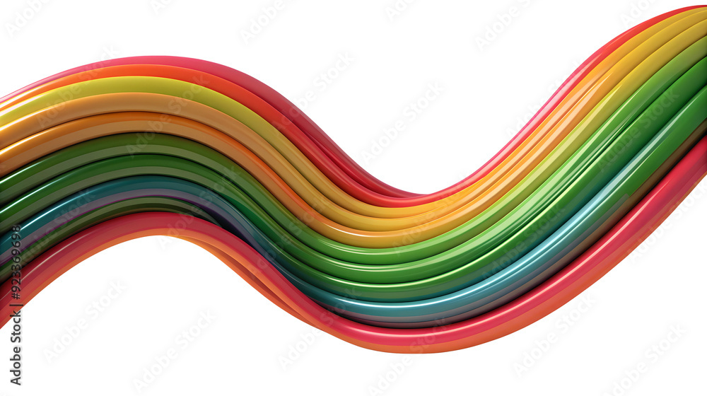 3D render RAINBOW waves on transparent background. 3D render RAINBOW waves on transparent background.