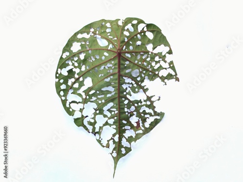 Unhealthy and damaged leaves isolated on white background