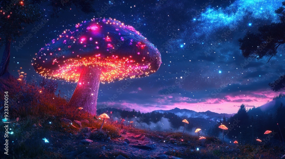 glowing mushrooms and twinkling fairy lights glowing mushrooms and twinkling fairy lights