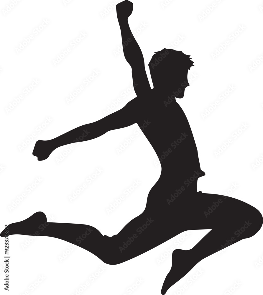 Fototapeta premium Jumping person silhouettes vector art illustration.