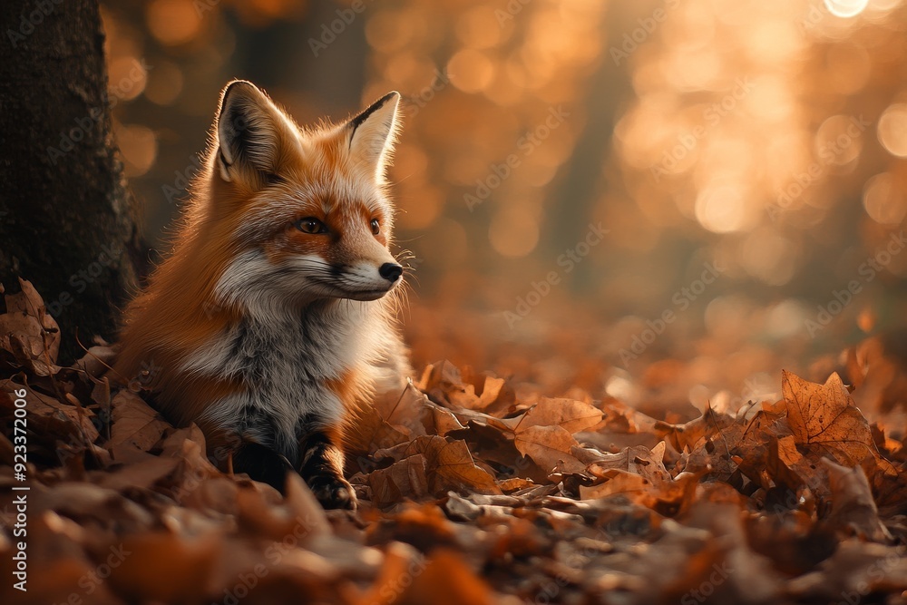 Obraz premium a fox at a forest floor