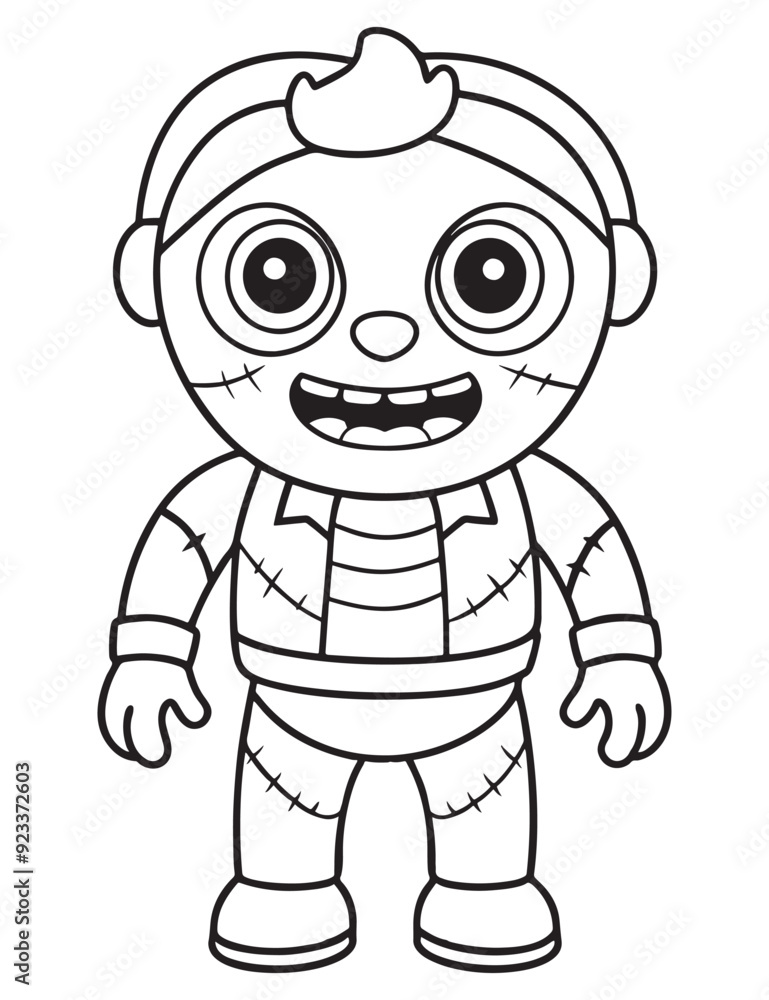 Halloween Zombie Costume, Halloween Coloring Page, Zombie line art Halloween Zombie Costume, Halloween Coloring Page, Zombie line art