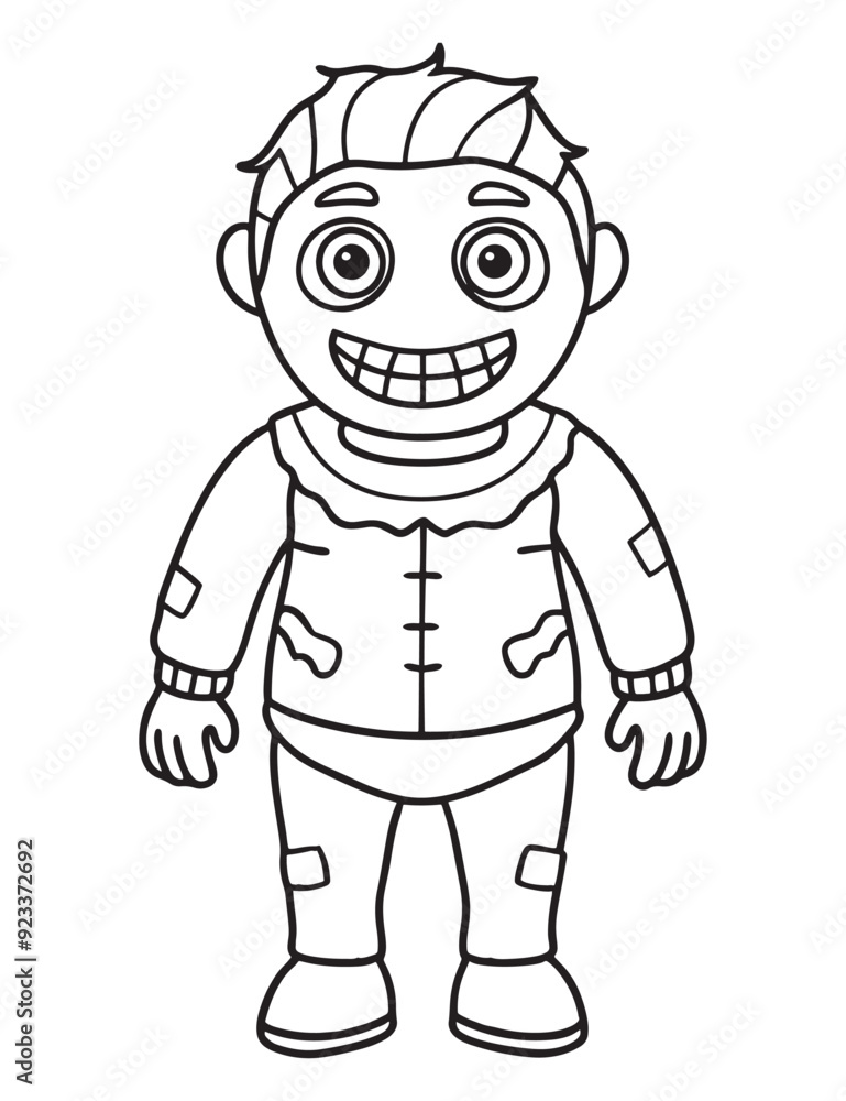 Halloween Zombie Costume, Halloween Coloring Page, Zombie line art Halloween Zombie Costume, Halloween Coloring Page, Zombie line art