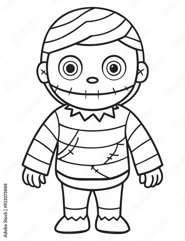 Halloween Zombie Costume, Halloween Coloring Page, Zombie line art Halloween Zombie Costume, Halloween Coloring Page, Zombie line art