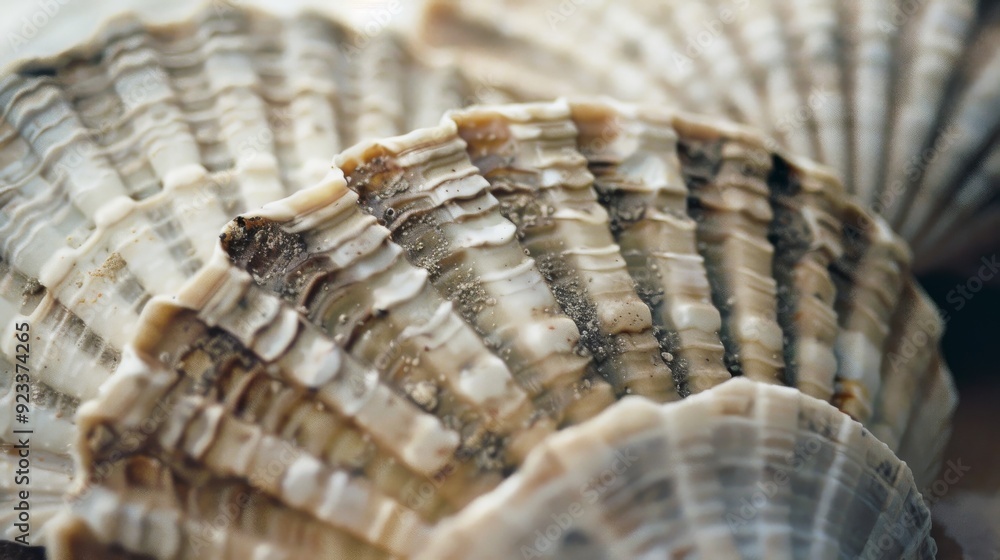 Close-up of layered seashells showcasing their natural textures and earthy tones, reminiscent of beachcombing treasures. Close-up of layered seashells showcasing their natural textures and earthy tones, reminiscent of beachcombing treasures.