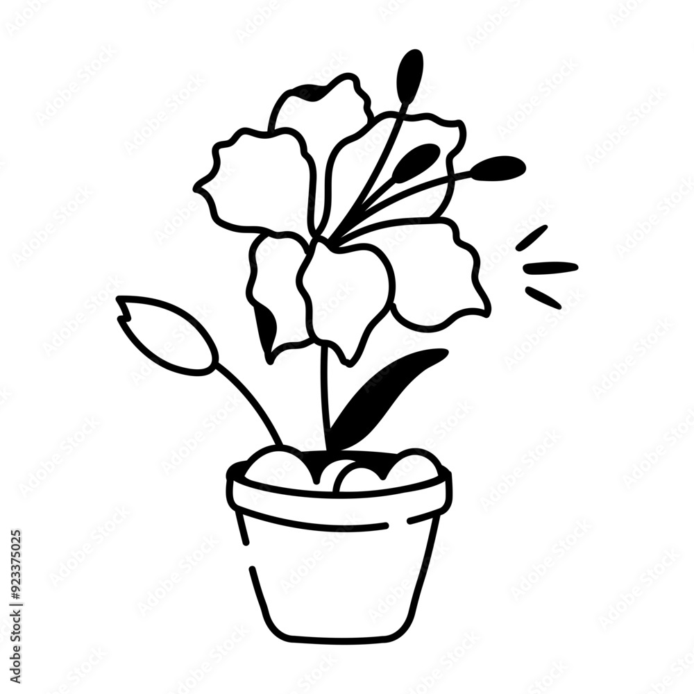 A sketchy icon of gladiolus flower pot A sketchy icon of gladiolus flower pot