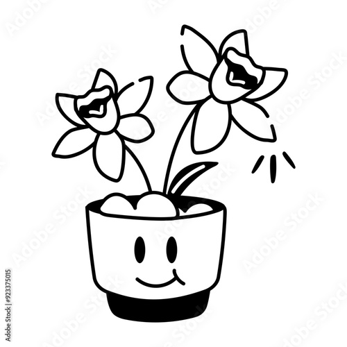 A beautiful sketchy icon of narcissus flowers 