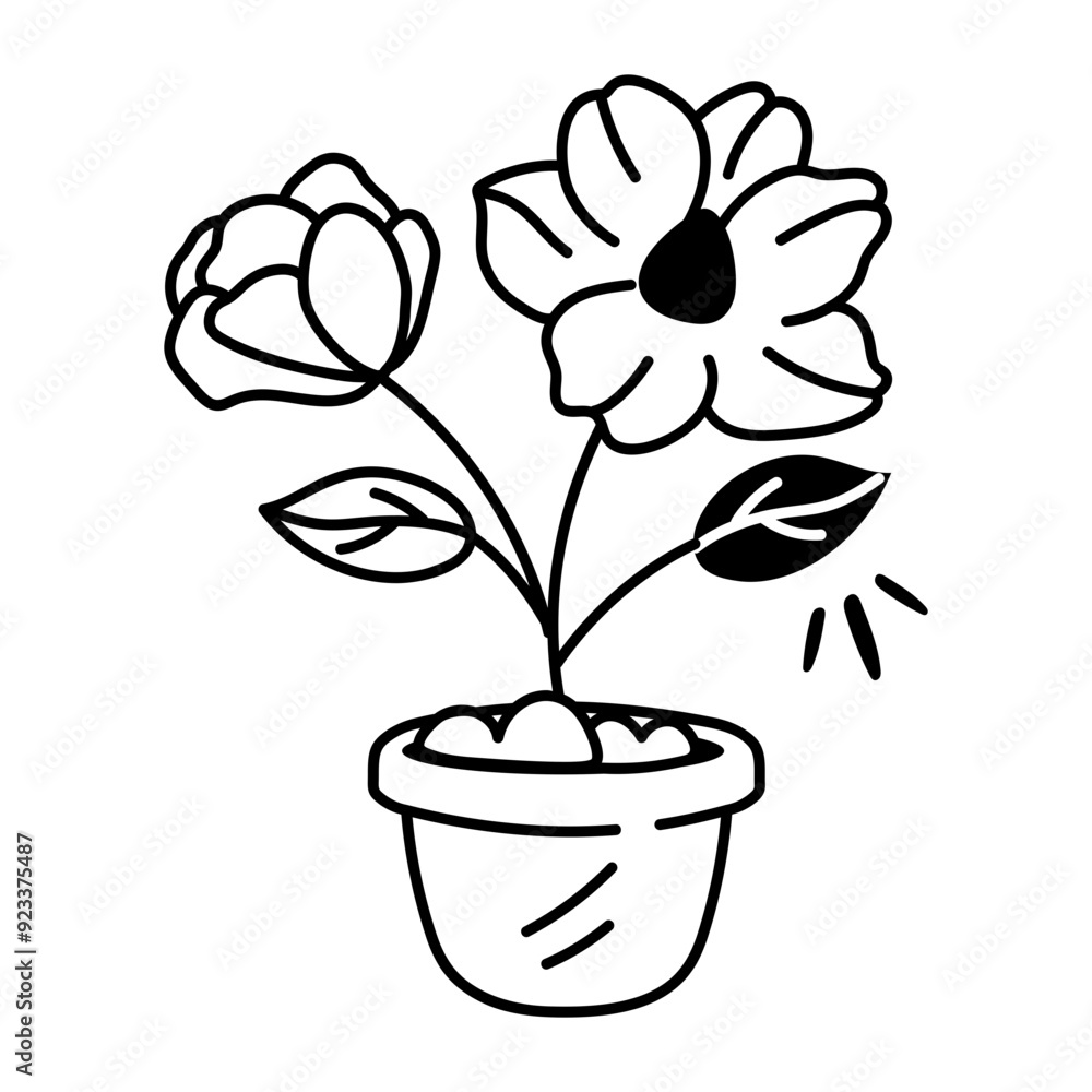 A drawing style icon of anemone flowers A drawing style icon of anemone flowers