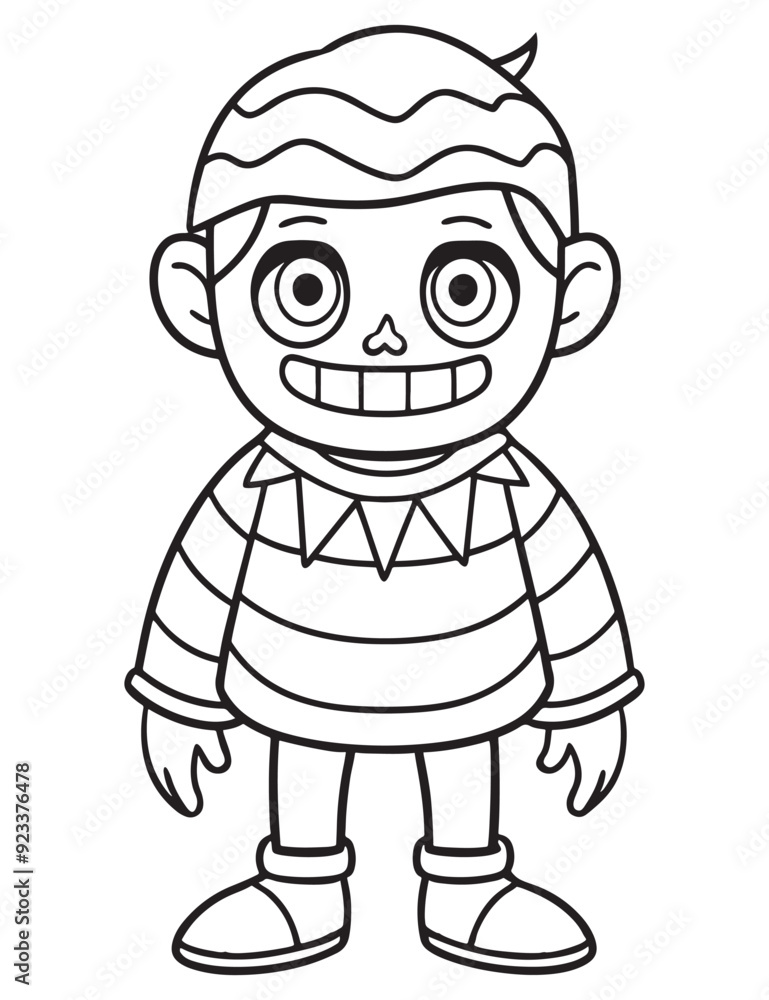 Halloween Zombie Costume, Halloween Coloring Page, Zombie line art Halloween Zombie Costume, Halloween Coloring Page, Zombie line art