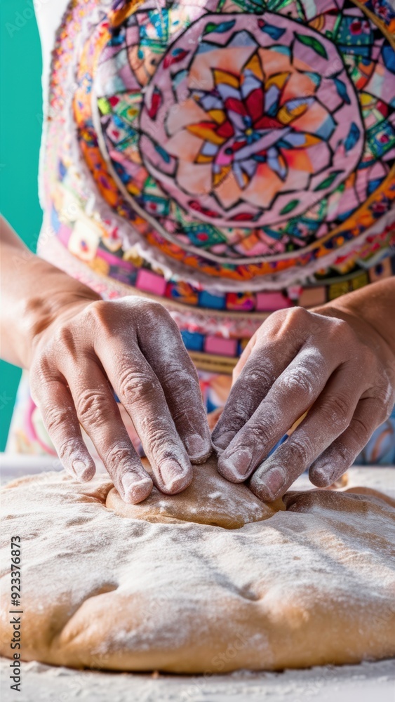 A person making a pastry with flour on their hands, AI A person making a pastry with flour on their hands, AI