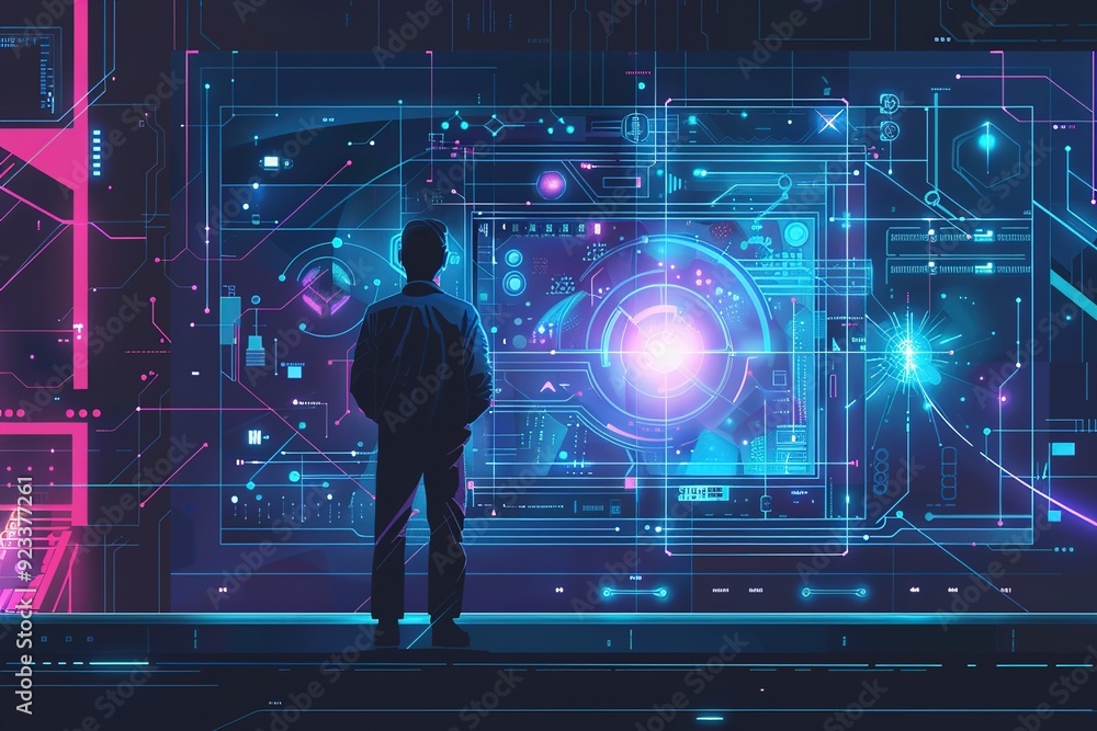 Naklejka premium A Quantum computer quit network latest computer technology