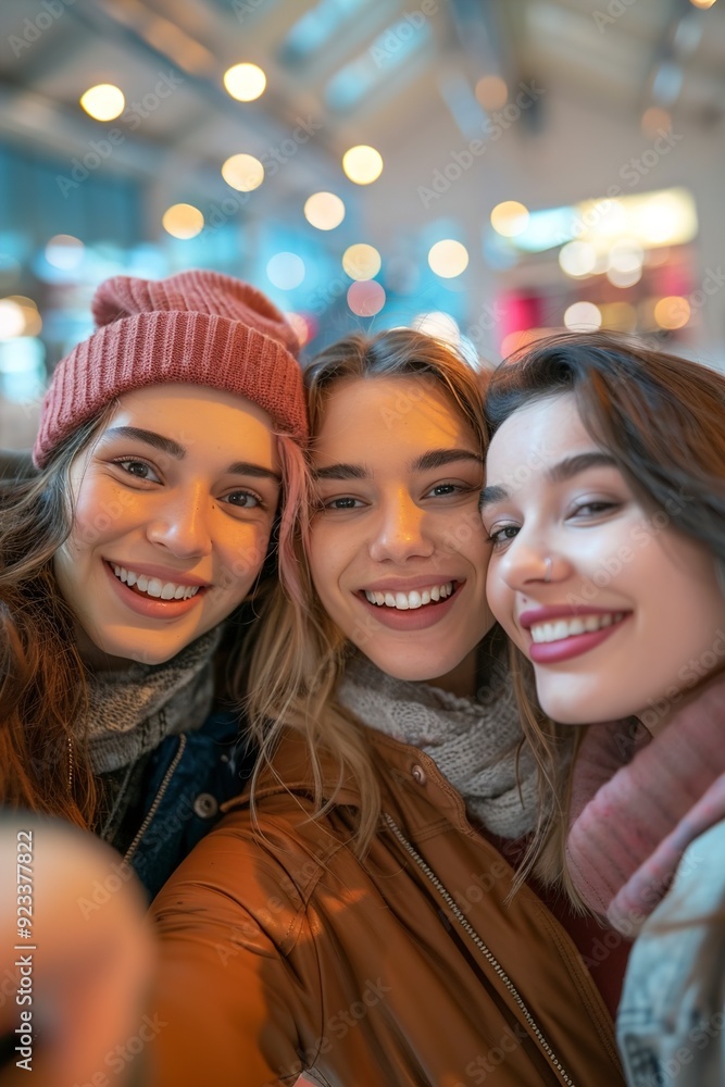 A Selfie friends and social media with woman together A Selfie friends and social media with woman together