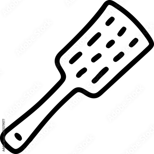 autumn kitchen spatula icon, rustic orange and brown color palette, line art style, illustration.