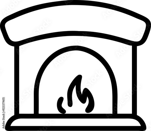 cozy autumn fireplace with flames illustration for fall design