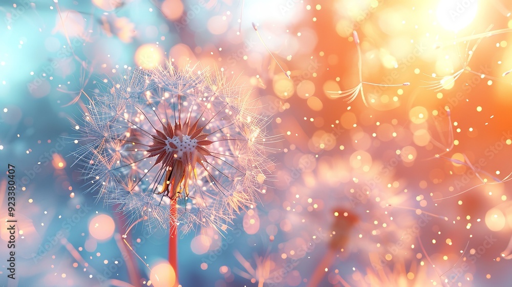 Obraz premium Vibrant fireworks burst over a star-spangled banner symbolizing American Independence Day against a twilight sky with ample space for text