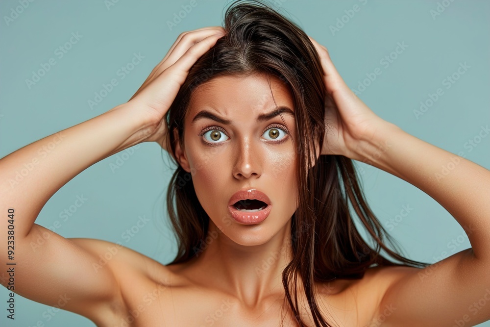 A woman with a shocked expression A woman with a shocked expression