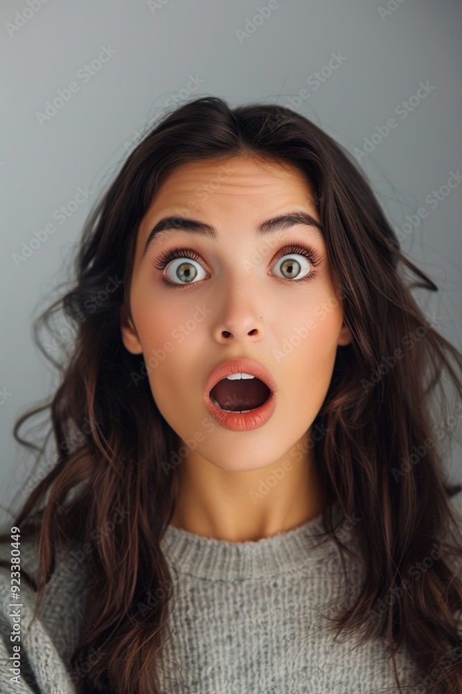 A woman with a shocked expression A woman with a shocked expression