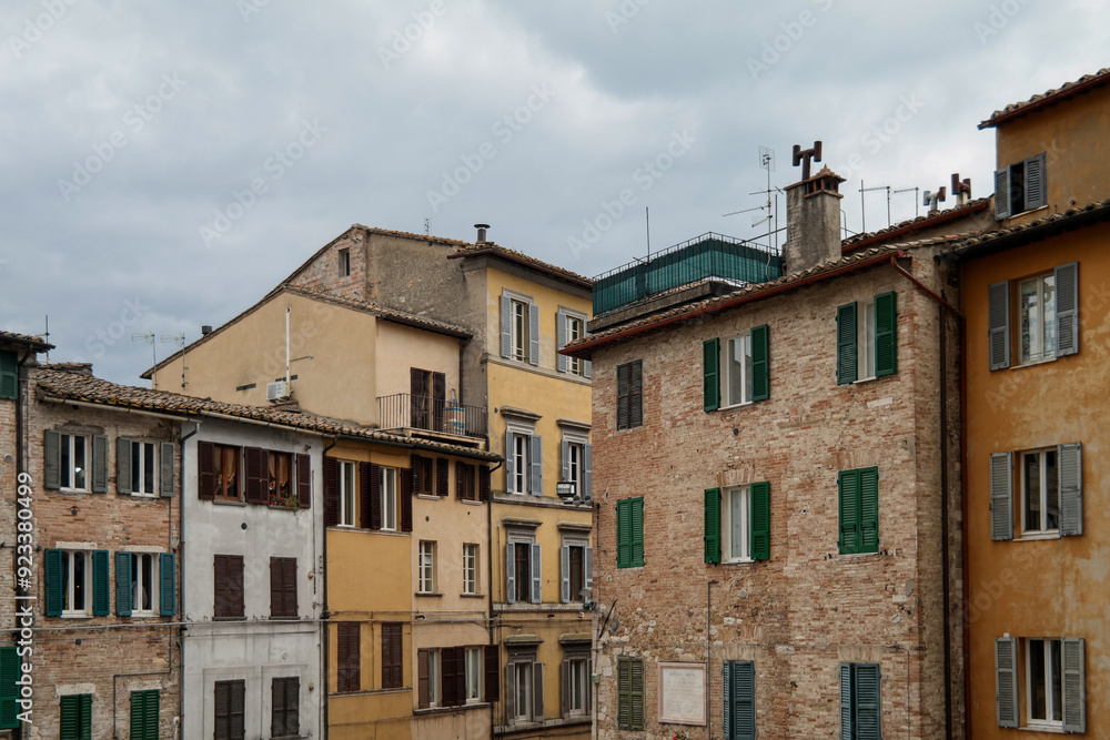 Fototapeta premium Panoramic view of the facades of residential buildings