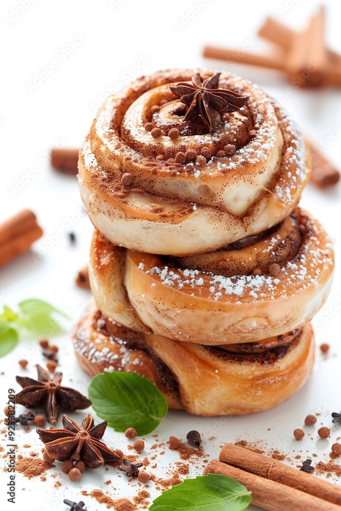 A Taste homemade cinnamon runs on white background A Taste homemade cinnamon runs on white background