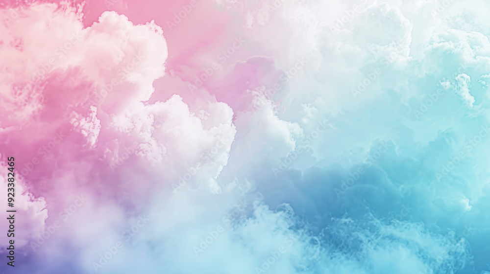 Fototapeta premium Wallpaper or web banner background, soft gradient from pink to blue, fluffy texture effect. Generative AI
