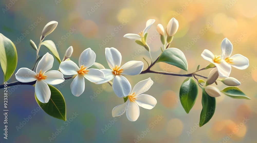 Fototapeta premium Beautiful white jasmine flowers