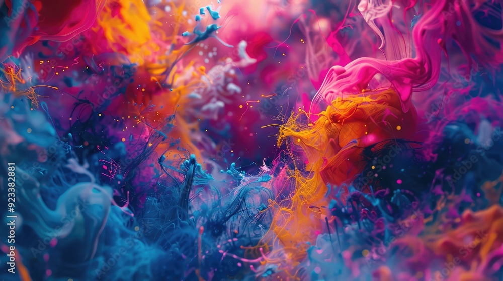 Fototapeta premium A_chaotic_vibrant_scene_filled_with_abstract_shapes