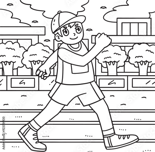 Track and Field Athlete Race Walking Coloring Page