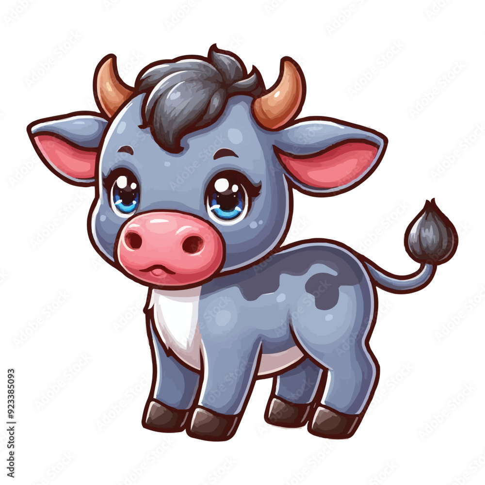 Fototapeta premium cartoon Cute baby bull colorful vector