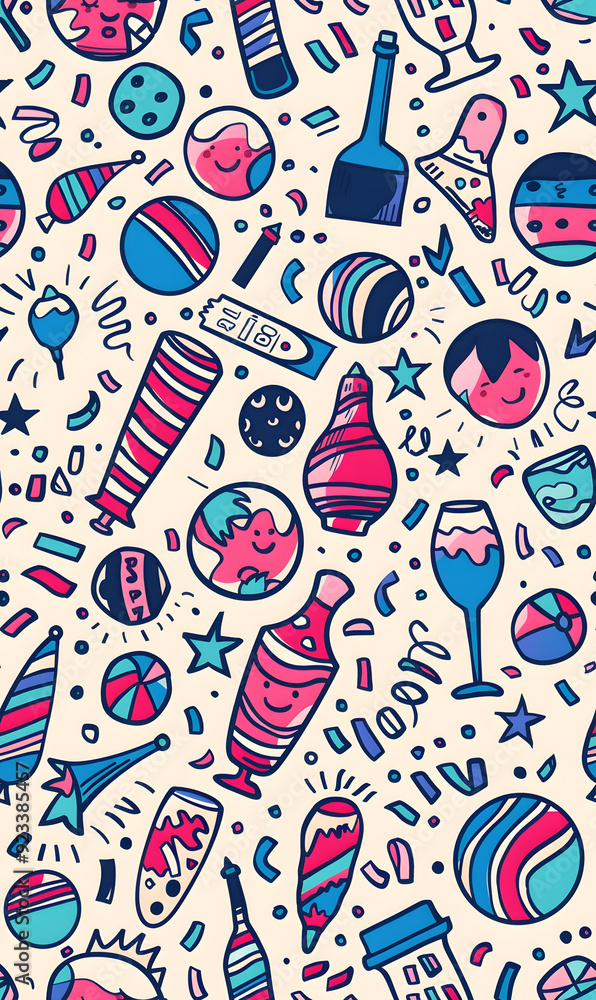 New Year and Christmas 2d cartoon or graphic advertising background, Seamless pattern New Year and Christmas 2d cartoon or graphic advertising background, Seamless pattern