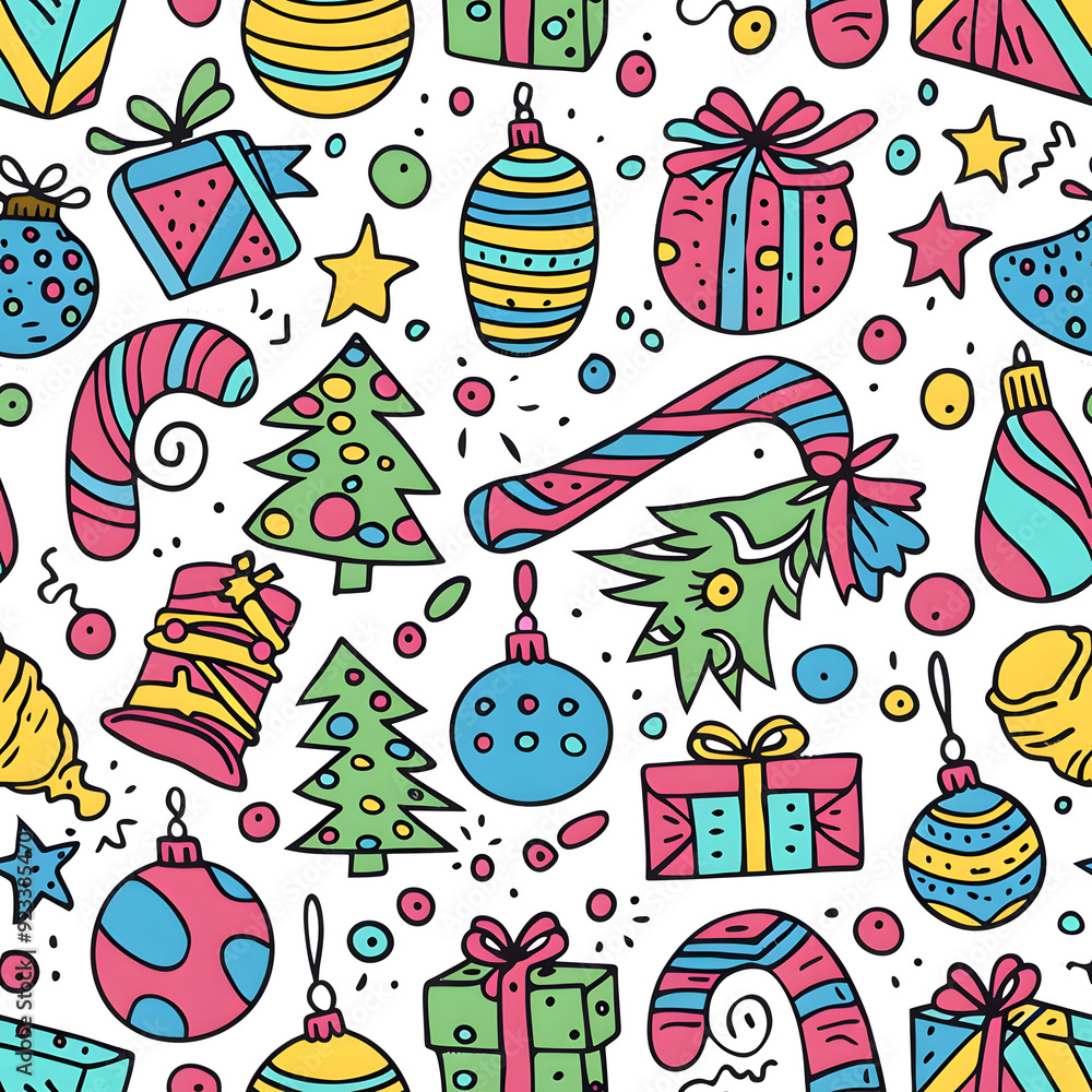 New Year and Christmas 2d cartoon or graphic advertising background, Seamless pattern New Year and Christmas 2d cartoon or graphic advertising background, Seamless pattern